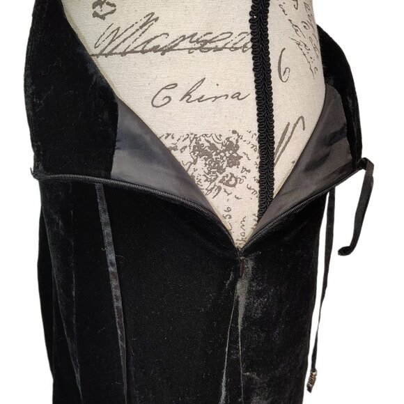 Carole Little Vintage 90s Black Velvet Beaded Midi Skirt 12 - Gypsy Boho Fall - Picture 6 of 8